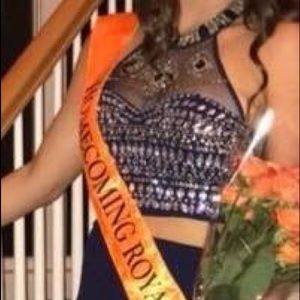 Navy glitz prom dress